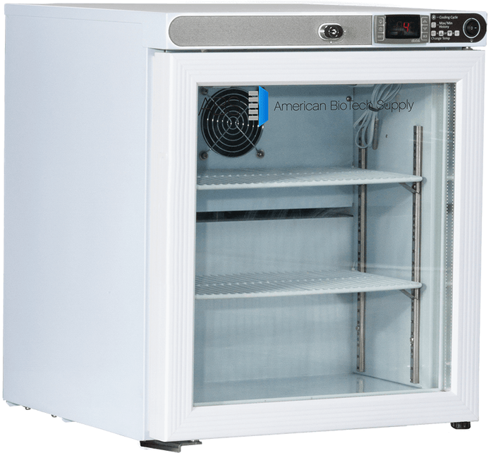 American Biotech Supply - ABT-HC-UCFS-0104G-LH - 1 Cu. Ft Capacity Premier Countertop Refrigerator Freestanding, Left Hinged
