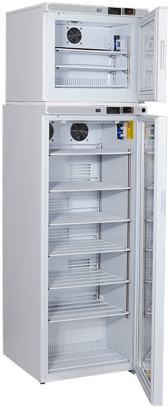 American Biotech Supply - ABT-HC-RFC12GA - 12 Cu. Ft. Refrigerator and Auto Defrost Freezer Combination with Glass Door Refrigerator