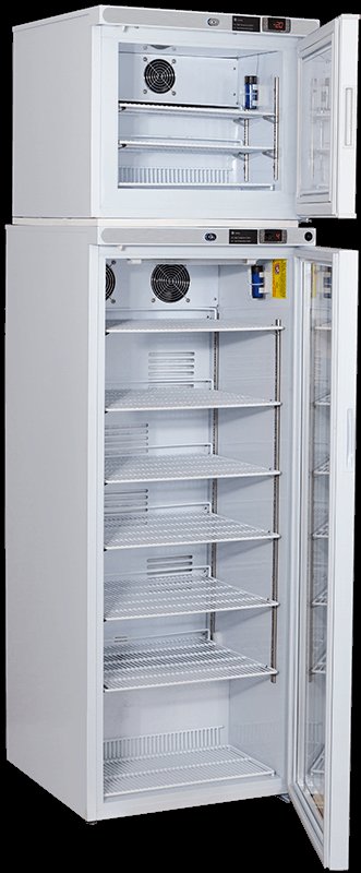 American Biotech Supply - ABT-HC-RFC12GA - 12 Cu. Ft. Refrigerator and Auto Defrost Freezer Combination with Glass Door Refrigerator