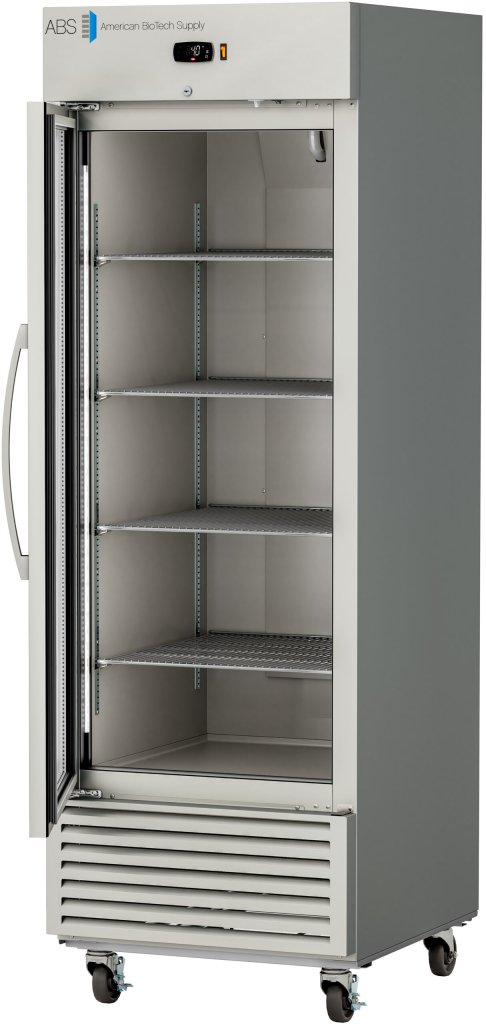 American Biotech Supply - ABT-HC-SSR-25G-LH - 25 Cu. Ft. Premier Glass Door Stainless Steel Laboratory Refrigerator Left Hinged