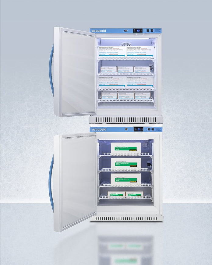 Accucold - ARS6PV-AFZ5PVBIADASTACKLHD - 24" Wide Performance Series All-Refrigerator/All-Freezer Combination