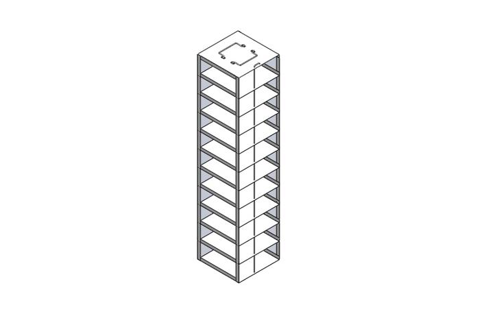 Crystal Industries - CF-11-2-S - Vertical Rack for 2" Boxes with Spring Lock, Holds 11 Boxes