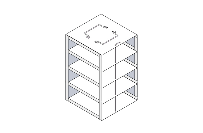 MCF-4-3 - Vertical Rack for Mini 3" Boxes, Holds 4 Boxes