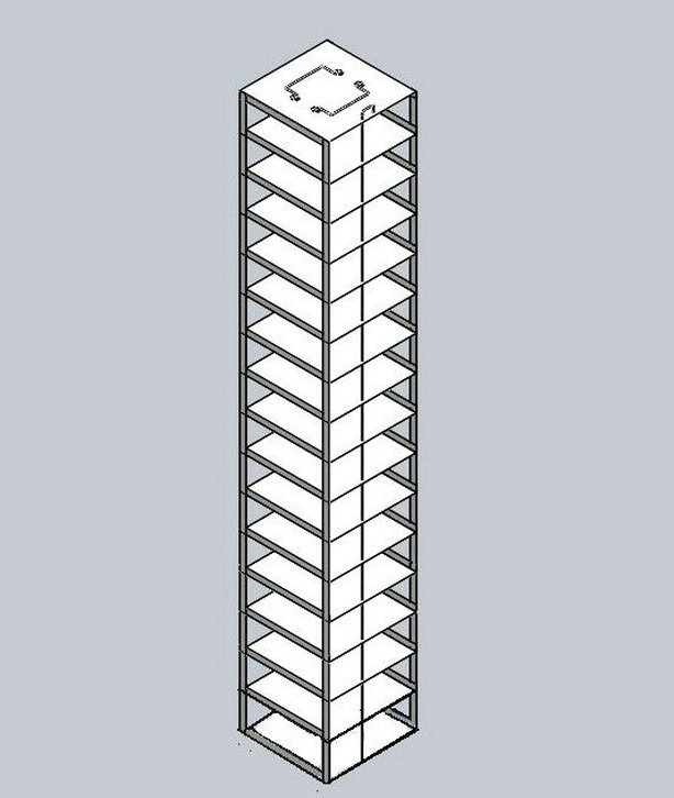 Crystal Industries - CFMM-16 - Vertical Rack for SBS Formatted Boxes, Holds 16 Boxes