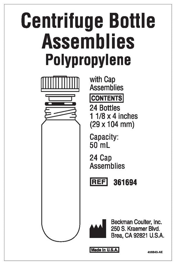 Beckman Coulter - 361694 - 50ml, Polypropylene Bottle with Cap Assembly