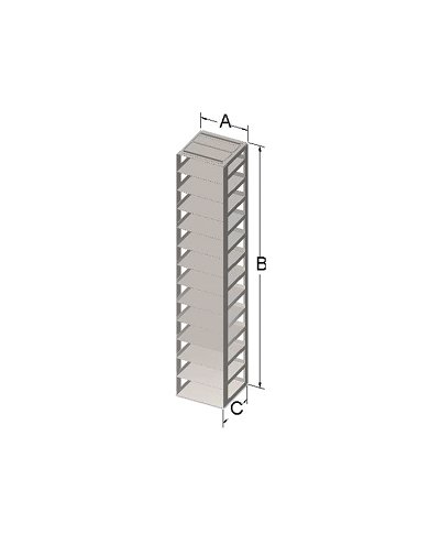 Custom Biogenic Systems - CM-0-5 - Stainless Steel Chest Rack for 2" High, 50 Cell, 0.5ml Microtube Boxes (2 Boxes per Shelf)