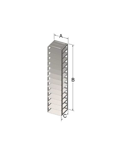 Custom Biogenic Systems - CM3-1-5 - Stainless Steel Chest Rack for 2" High, 50 Cell 1.5ml Microtube Boxes with Locking Rods and Handles (2 Boxes per Shelf), 6 Boxes