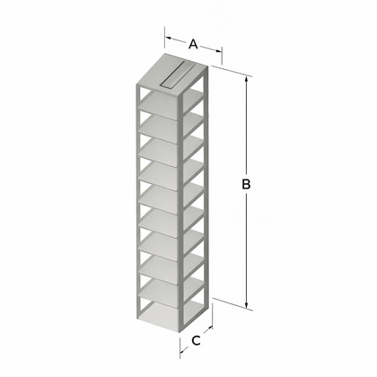 Custom Biogenic Systems - CTB12-2-375 - Stainless Steel Chest Rack for Matrix TrakMate 1.0ml Screw-Top Latch Rack Boxes (SBS Footprint), 12 Boxes