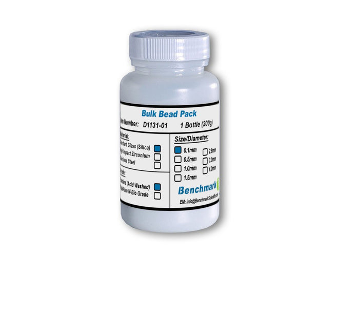 Benchmark Scientific - D1131-01 - Bulk Beads, Silica (Glass), 0.1mm, Acid Washed, 200g