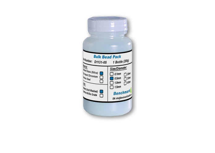 Benchmark Scientific - D1131-05 - Bulk Beads, Silica (Glass), 0.5mm, Acid Washed, 200g