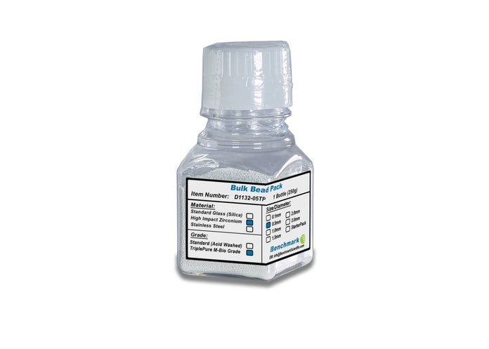 Benchmark Scientific - D1132-05TP - 0.5mm Zirconium Beads, Triple-Pure Molecular Biology Grade, 250g Bottle