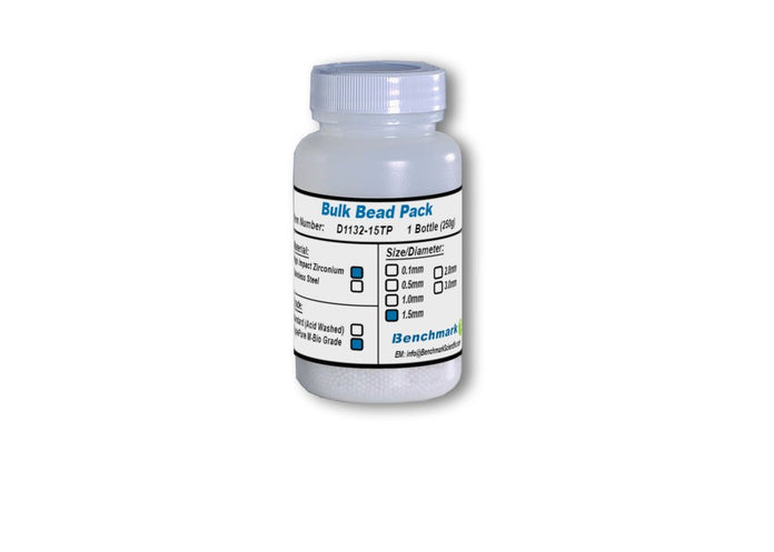 Benchmark Scientific - D1132-15TP - 1.5mm Zirconium Beads, Triple-Pure Molecular Biology Grade, 250g Bottle