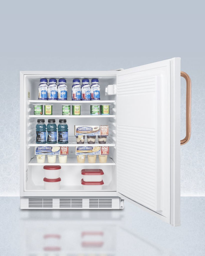 Accucold - FF7LWBITBCADALHD - 24" Wide Built-In All-Refrigerator with Antimicrobial Pure Copper Handle, ADA Compliant, Left Hand Door