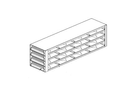 Custom Biogenic Systems - UDR423 - 8-Box Capacity (4 Long 2 High) Upright Stainless Steel Drawer Rack for Standard 3" High Boxes