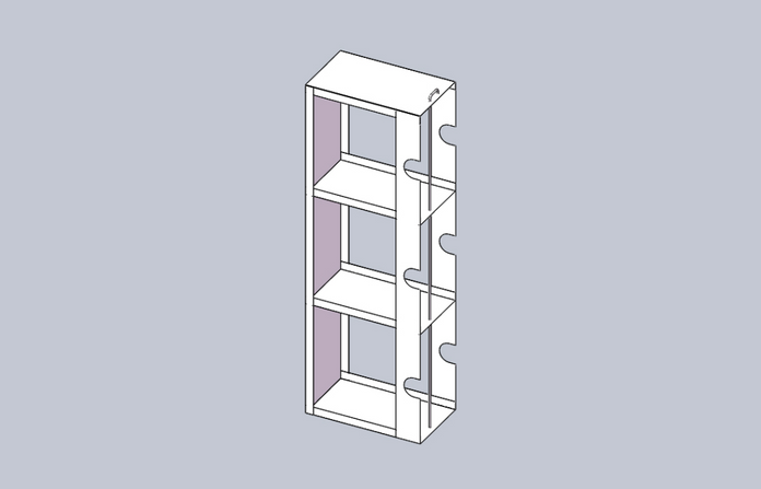 LR-3-3 - Vertical Half Rack for 3" Boxes, Holds 3 Boxes