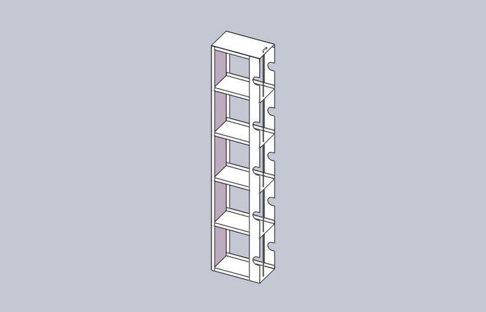 LR-5-3 - Vertical Half Rack for 3" Boxes, Holds 5 Boxes