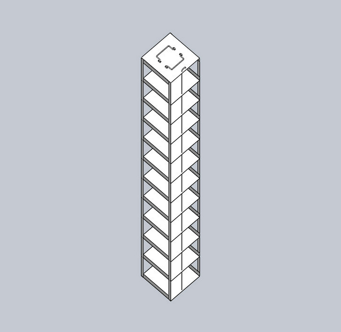 Crystal Industries - MCF-11-2 - Vertical Rack for Mini 2" Boxes, Holds 11 Boxes