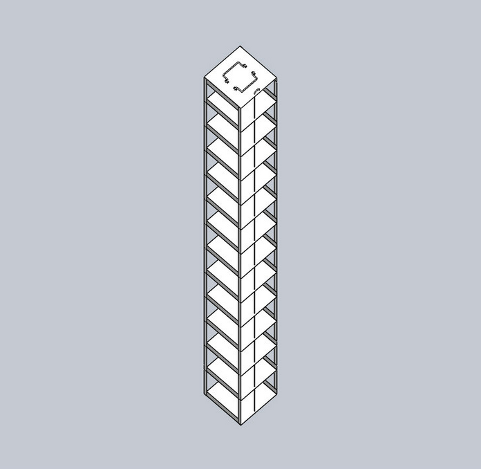 Crystal Industries - MCF-13-2-S - Vertical Rack for Mini 2" Boxes with Spring Lock, Holds 13 Boxes