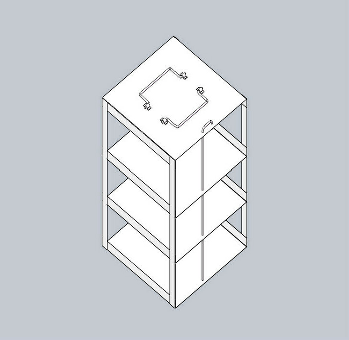 MCF-3-2 - Vertical Rack for Mini 2" Boxes, Holds 3 Boxes