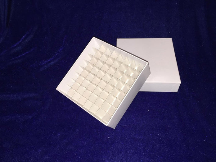 SB2CC-25-LP - 2" Cardboard Box with Low Profile Lid and 25 Cell Dividers, No Drain Holes