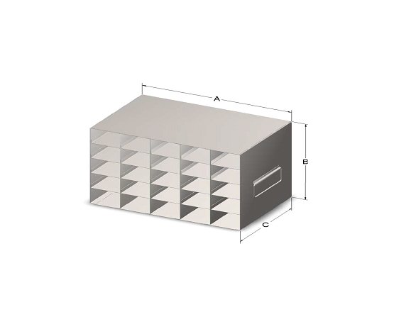 Custom Biogenic Systems - U80-75 - Upright Stainless Steel Rack for 1.125" High, 80-Place Tube Boxes with Handles (20.23"D X 11.03"H X 9.25"W)
