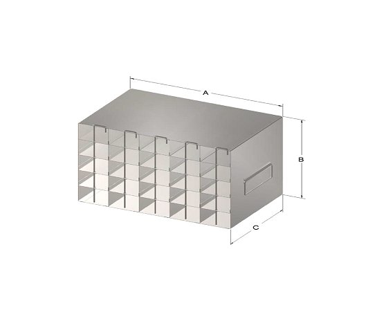 Custom Biogenic Systems - U80-43LR - Upright Stainless Steel Rack for 1.125" High, 80-Place Tube Boxes with Locking Rods and Handles (11.77"D X 6.78"H X 9.25"W)