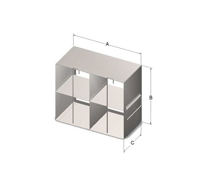 Custom Biogenic Systems - ULB-LR - Upright Stainless Steel Rack for 4.75" High Boxes Containing 15ml & 50ml Tubes with Locking Rods and Handles