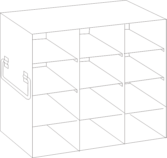 UF-342 - Upright Freezer Rack for 2" Boxes, 3x4 Configuration