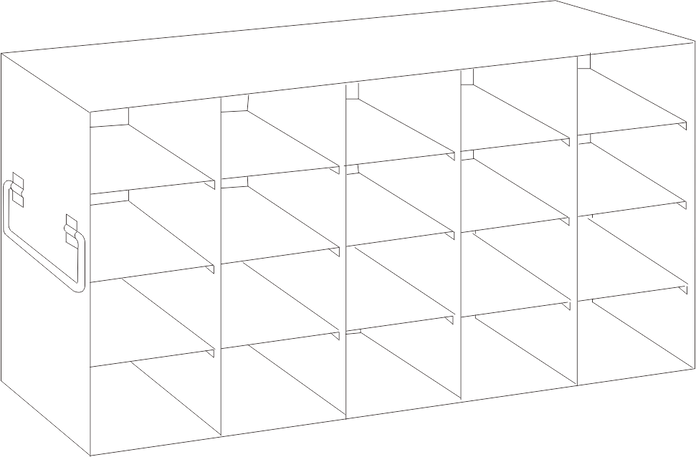 UF-542 - Upright Freezer Rack for 2" Boxes, 5x4 Configuration