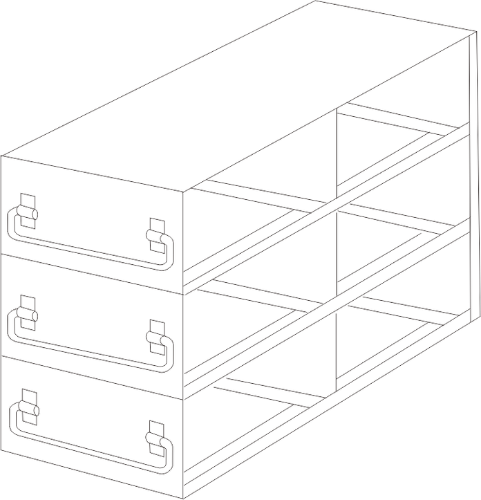 UFD-23-L375 - Drawer Rack for Large 3.75" Boxes, 2x3 Configuration