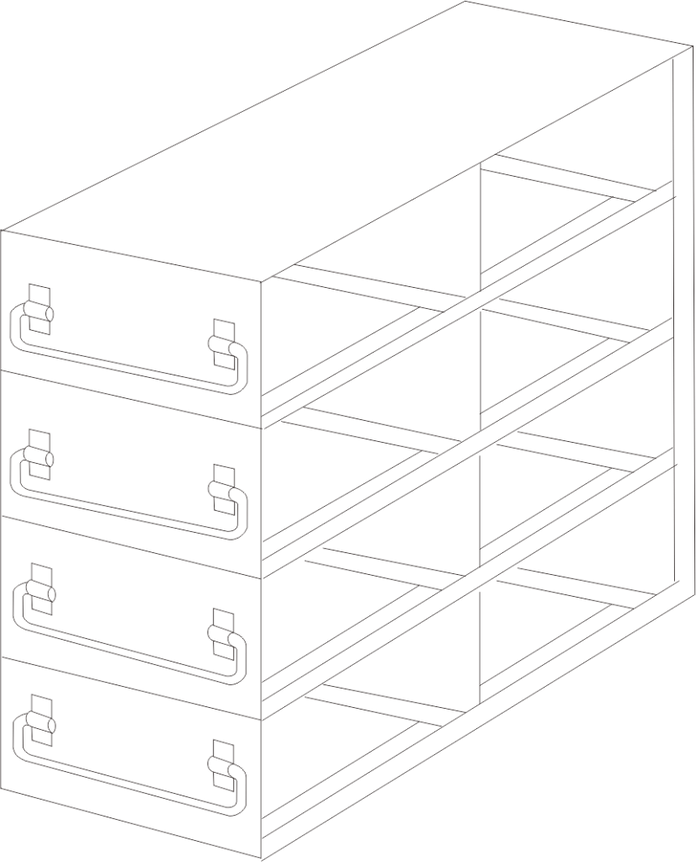 UFD-24-375 - Drawer Rack for 3.75" Boxes, 2x4 Configuration