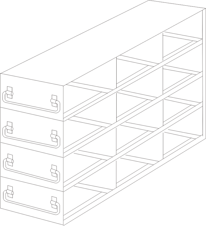 UFD-34-L375 - Drawer Rack for Large 3.75" Boxes, 3x4 Configuration