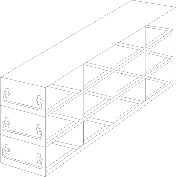UFD-433 - Drawer Rack for 3" Boxes, 4x3 Configuration