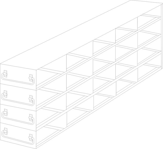 Crystal Industries - UFD-54-L375 - Upright Freezer Drawer Rack for Large 3.75" Boxes, 5x4 Configuration