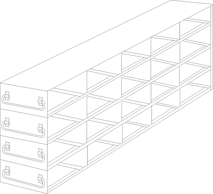 Crystal Industries - UFD-542 - Upright Freezer Drawer Rack for 2" Boxes, 5x4 Configuration
