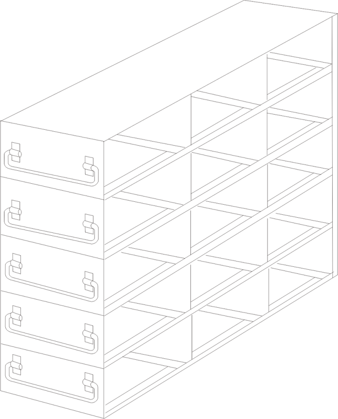 Crystal Industries - UFDH50-35 - Upright Freezer Drawer Rack for 50-Cell Hinged Top Plastic Boxes, 3x5 Configuration