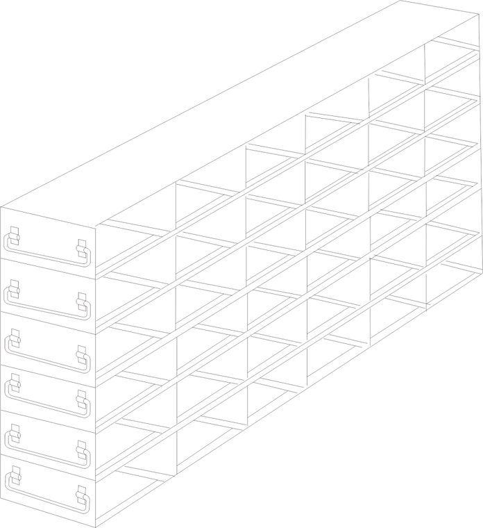 Crystal Industries - UFDH50-66 - Upright Freezer Drawer Rack for 50-Cell Hinged Top Plastic Boxes, 6x6 Configuration