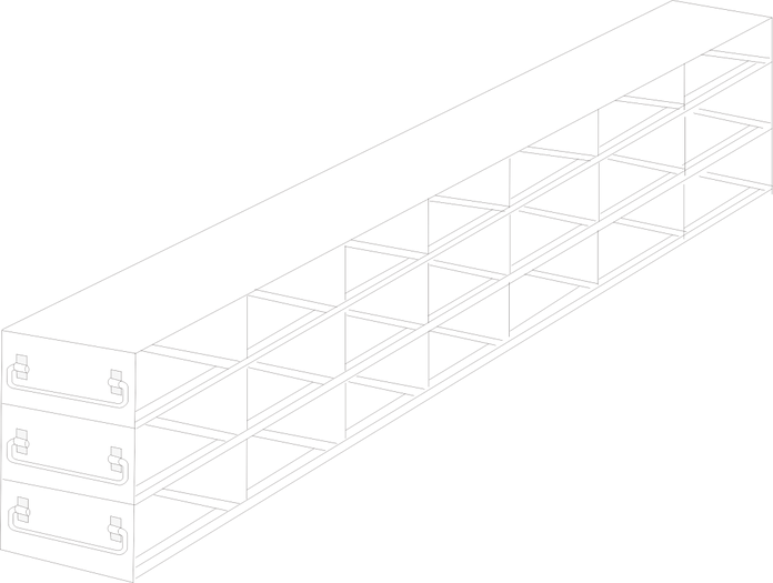 UFDH50-73 - Drawer Rack for 50-Cell Hinged Top Plastic Boxes, 7x3 Configuration