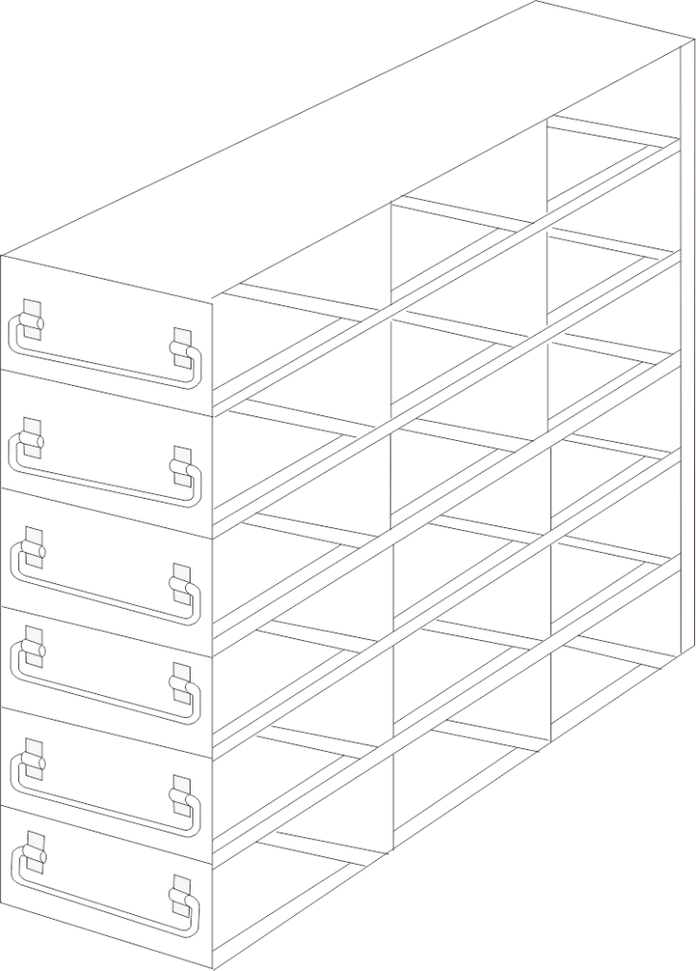 UFDHT-26 - Drawer Rack for 100-Cell Hinged Plastic Boxes, 2x6 Configuration