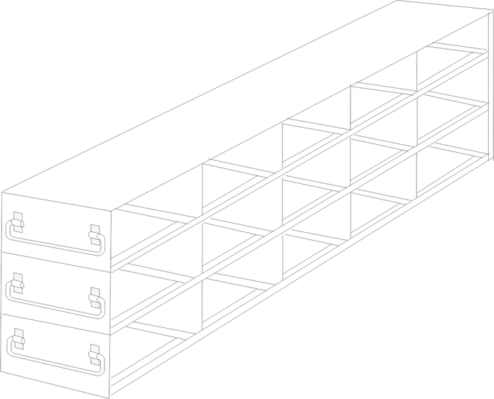 UFDML-53 - Drawer Freezer Rack for SBS Formatted Boxes, 5x3 Configuration
