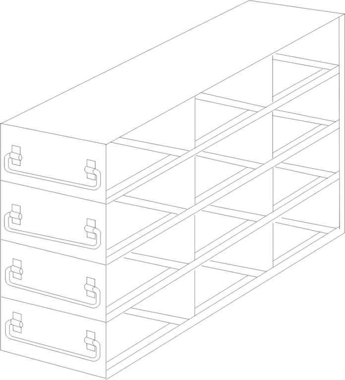 UFDPCR-34 - Drawer Rack for 0.2ml Tube 96-Well PCR Boxes, 3x4 Configuration