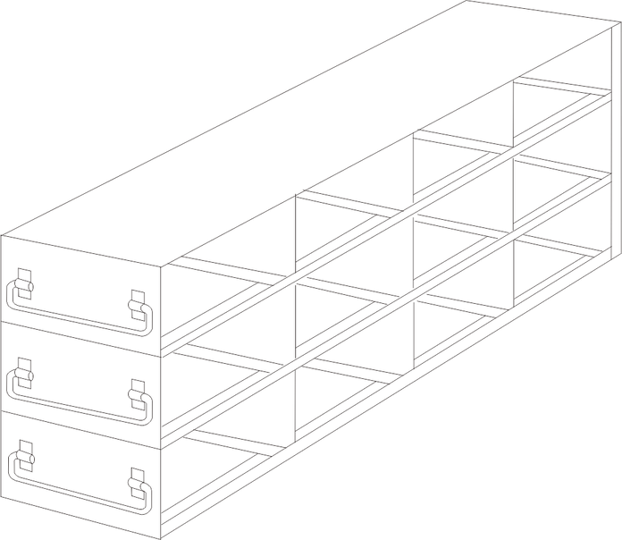 UFDPCR-43 - Drawer Rack for 0.2ml Tube 96-Well PCR Boxes, 4x3 Configuration