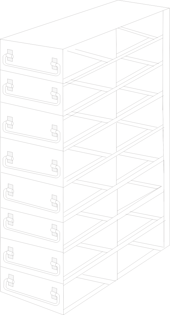 Crystal Industries - UFDS-100-28 - Upright Freezer Drawer Rack for 100-Place Slide Boxes, 2x8 Configuration