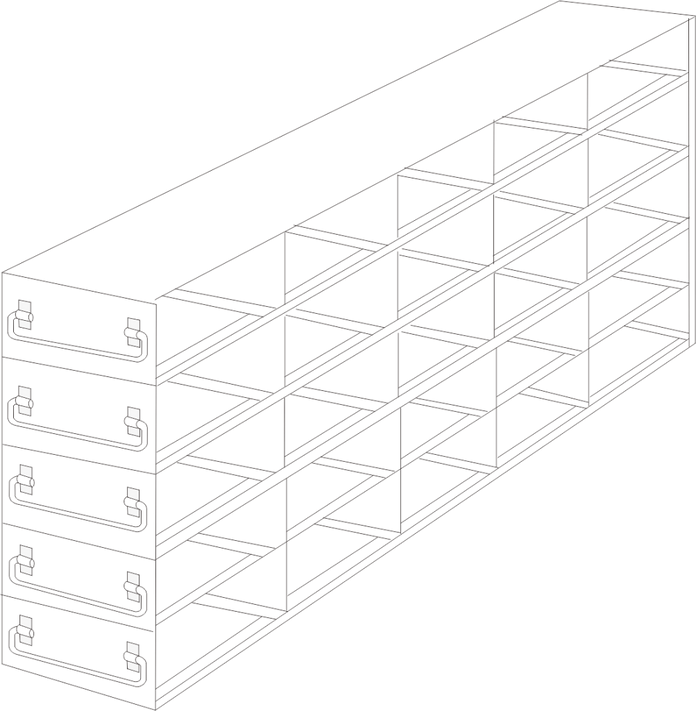 UFDS-25-55 - Drawer Rack for 25-Place Slide Boxes, 5x5 Configuration