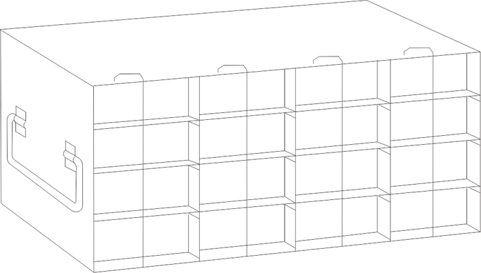 UFH50 - Rack for 50-Cell Hinged Top Plastic Boxes