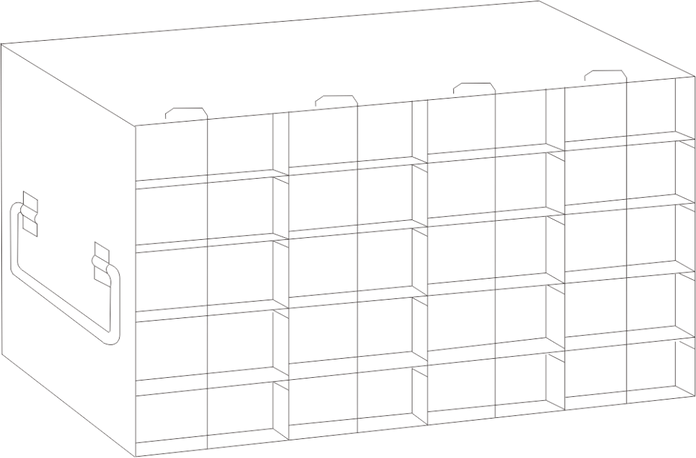 UFH50 - Rack for 50-Cell Hinged Top Plastic Boxes