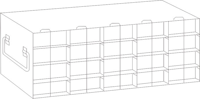 UFH50-54 - Rack for 50-Cell Hinged Top Plastic Boxes, 5x4 Configuration