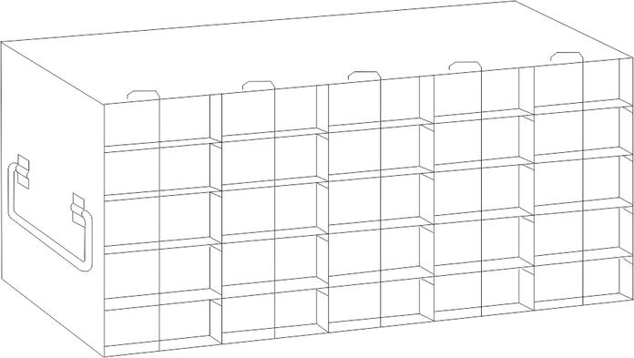 Crystal Industries - UFH50-55 - Upright Freezer Rack for 50-Cell Hinged Top Plastic Boxes, 5x5 Configuration