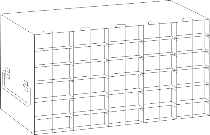 UFH50 - Rack for 50-Cell Hinged Top Plastic Boxes
