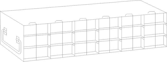 Crystal Industries - UFH50-63 - Upright Freezer Rack for 50-Cell Hinged Top Plastic Boxes, 6x3 Configuration